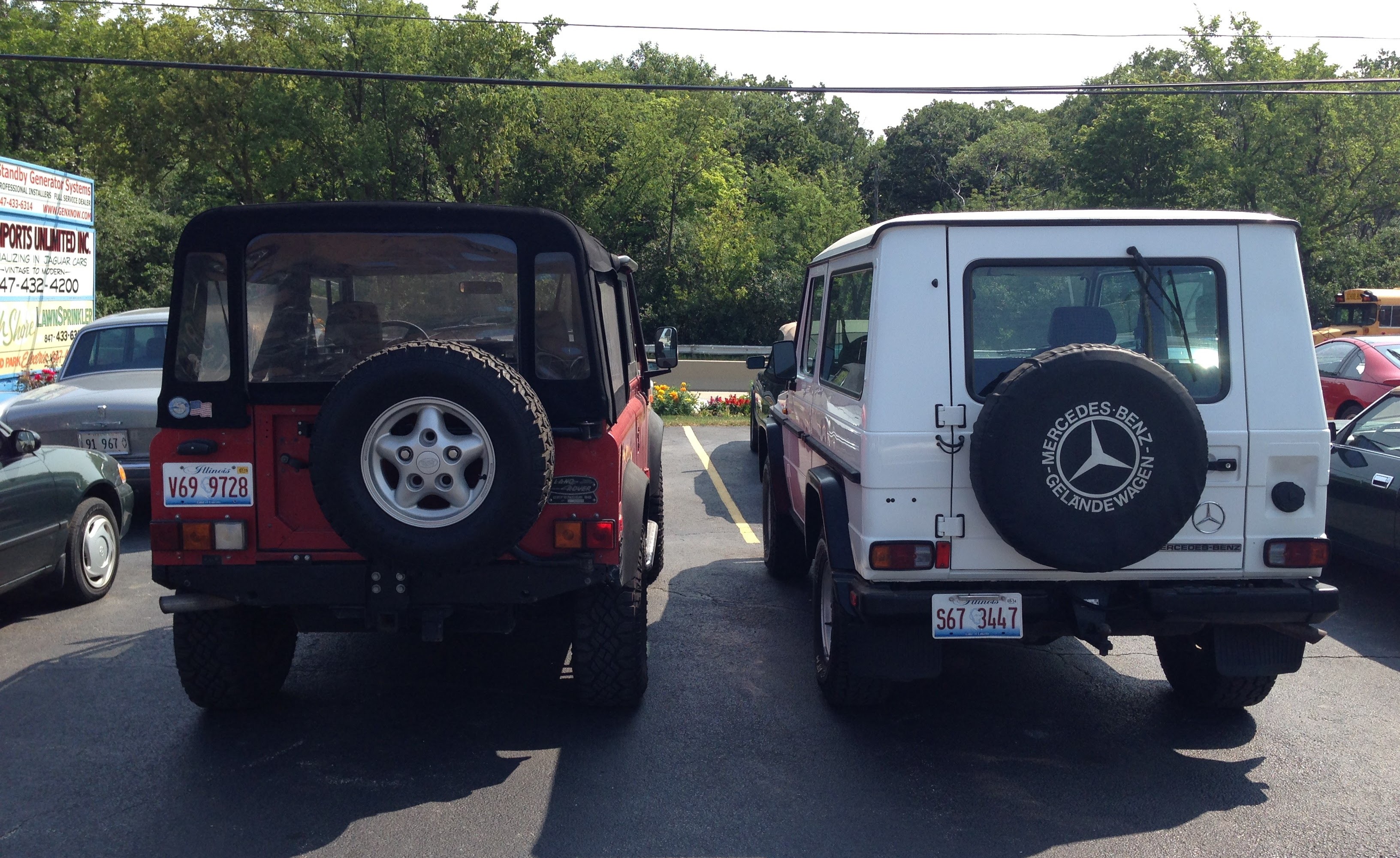 Land Rover Defender and Mercedes-Benz 280GE